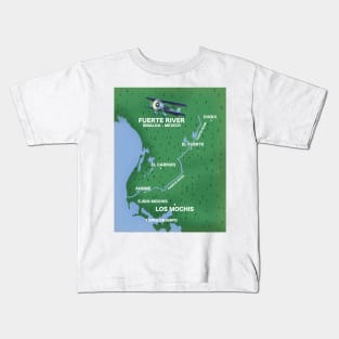 Fuerte River Sinaloa, Mexico travel map Kids T-Shirt